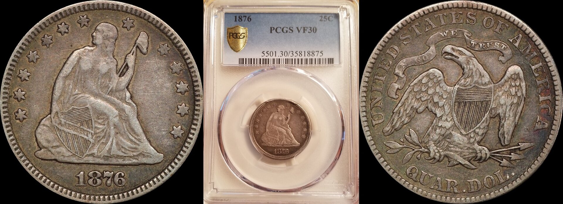 1876 Liberty Seated Quarter PCGS VF30 Original Toned 1-horz.jpg