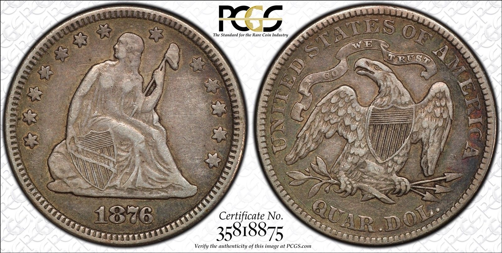 1876 Liberty Seated Quarter PCGS VF30 Original Toned.jpg