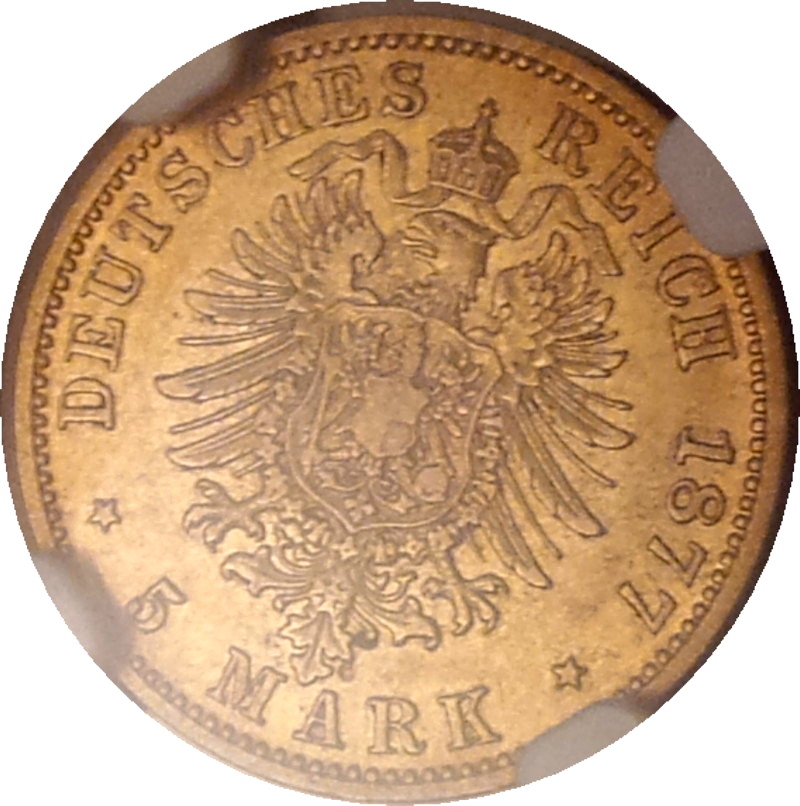1877 A German States Prussia Five Mark Rev.JPG