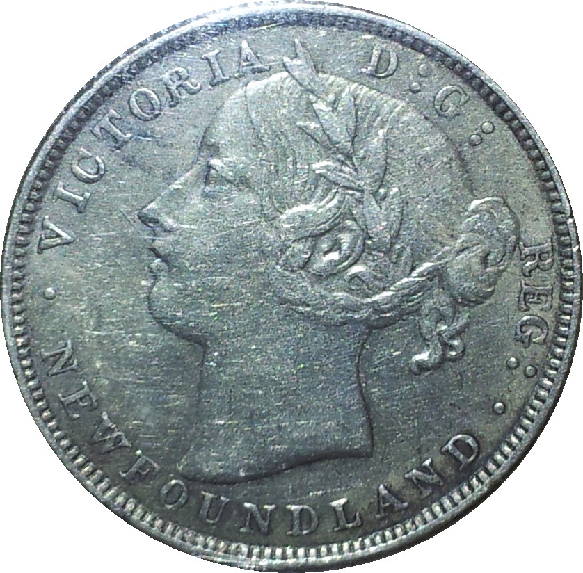 1881 Newfoundland Twenty Cents EF40 Obv.JPG