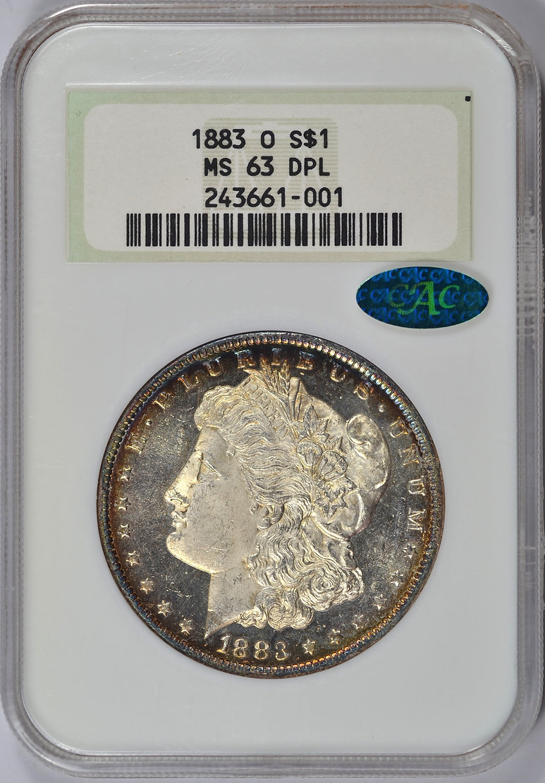 1883 O $1 DOLLAR - MORGAN LIBERTY HEAD NGC MS63 DMPL 243661-001 CAC Obv Slab Seller.jpg