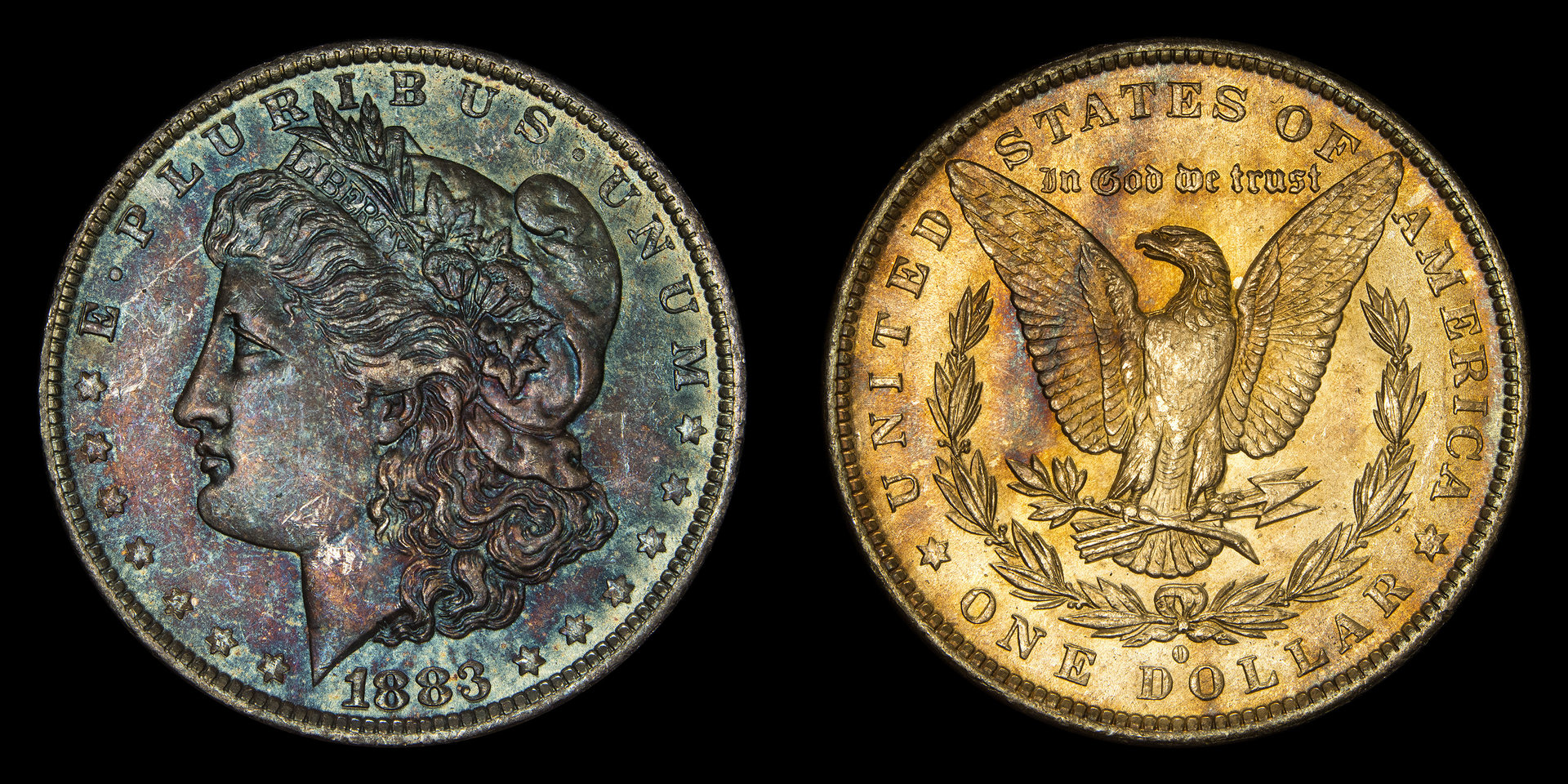 1883-O Morgan Emerald Toning.jpg