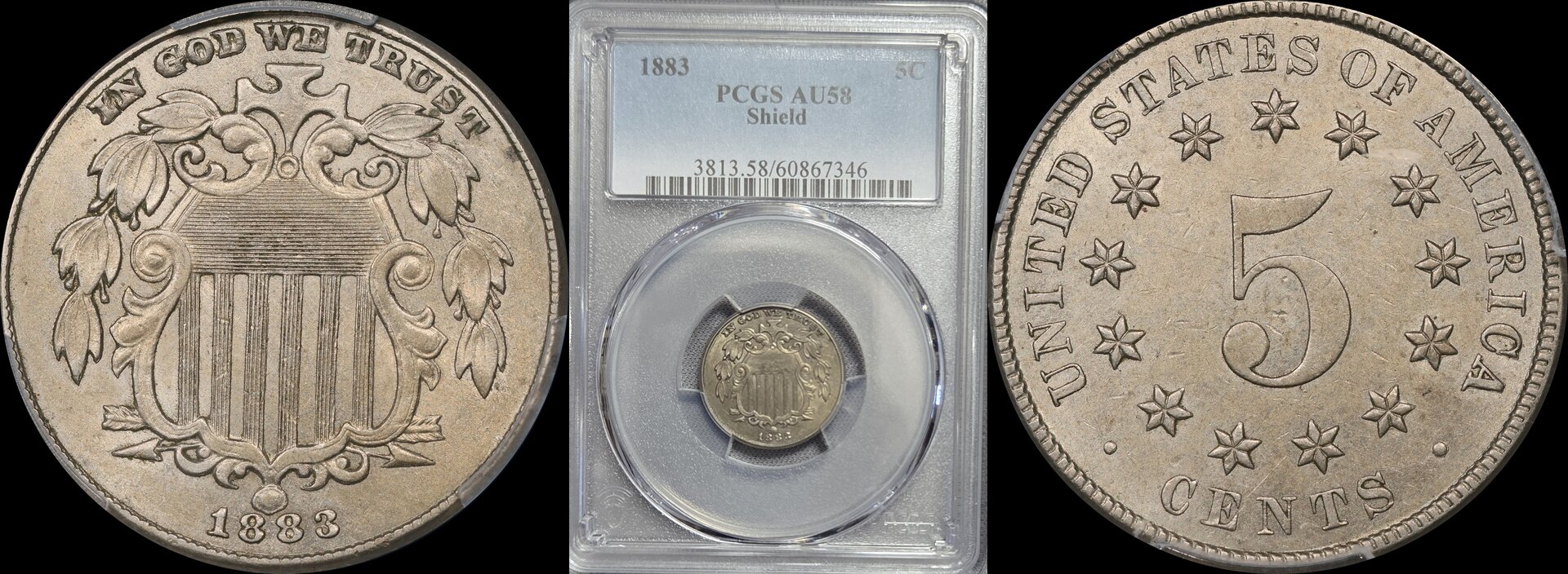 1883 Shield Nickel PCGS AU-58 A-horz.jpg