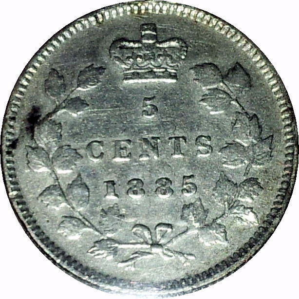1885 Canada Five Cent Small 5 Rev.JPG