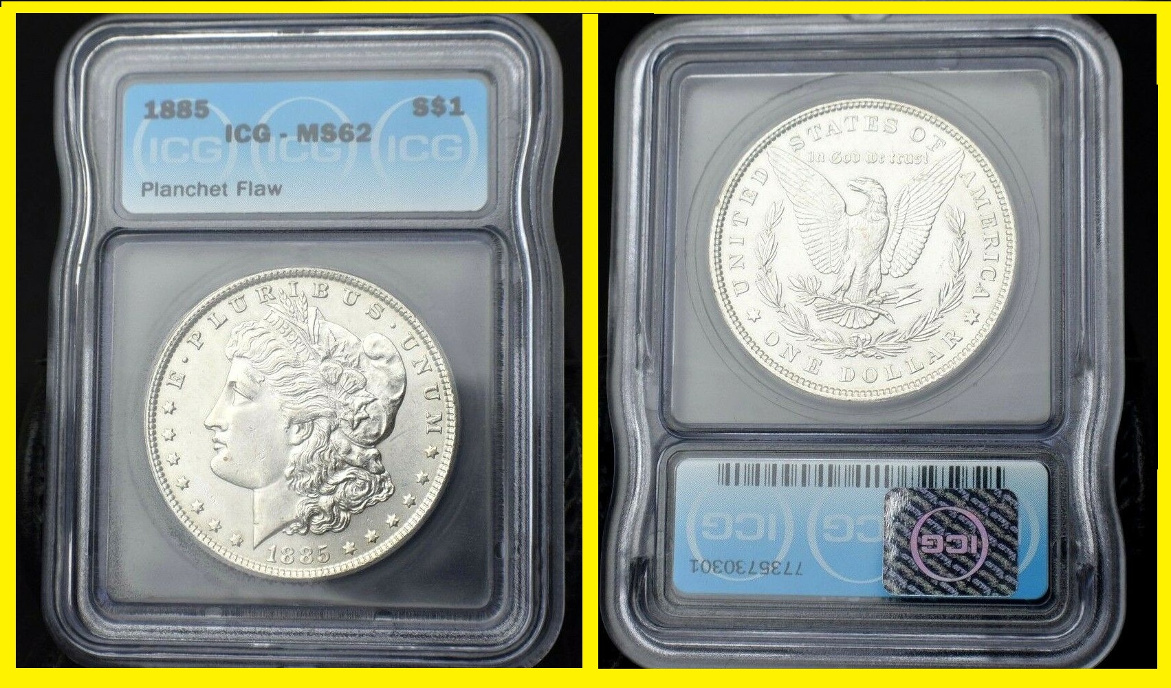1885 Morgan Ms-62 ~ Planchet Flawed.jpg