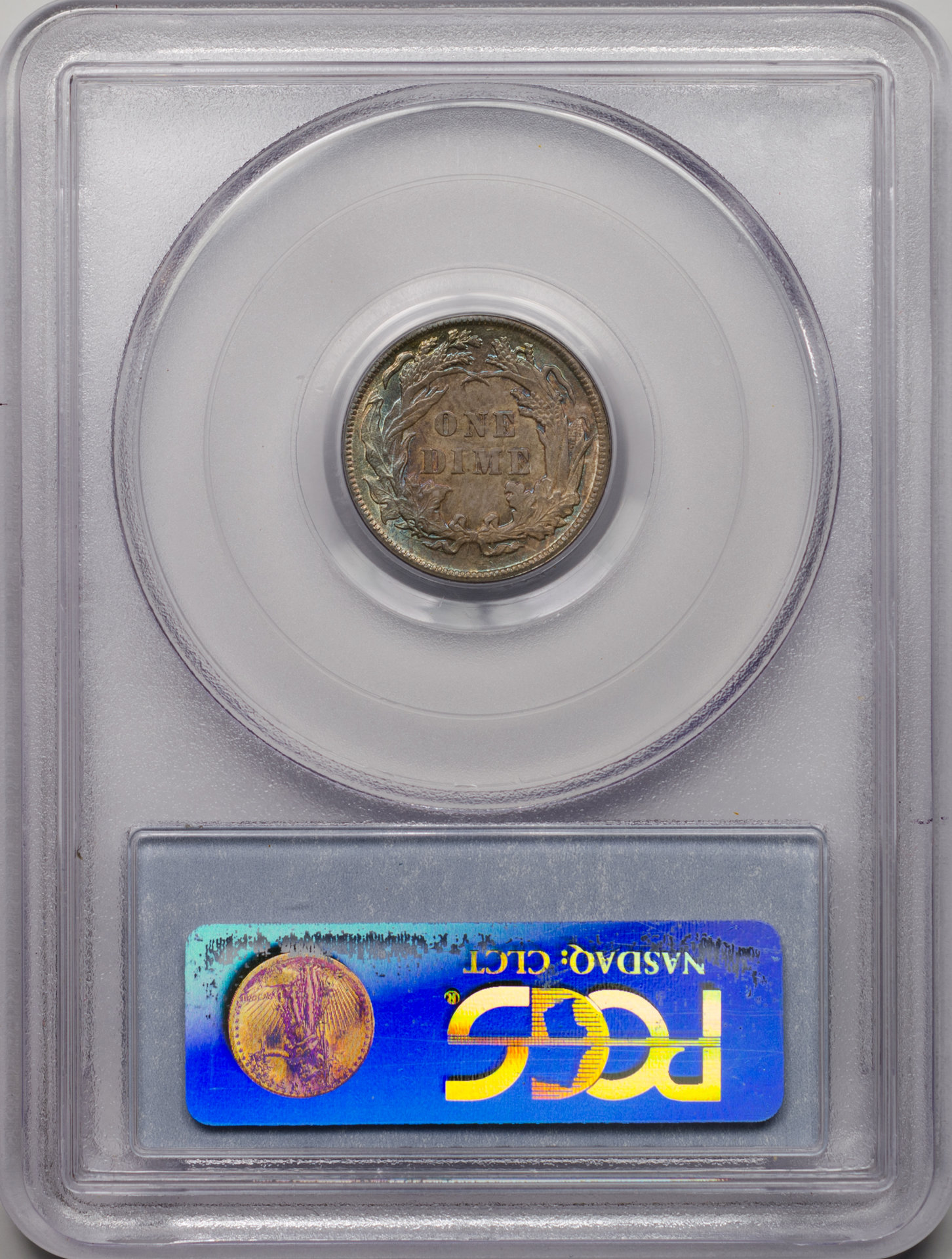 1886 10C DIME - SEATED LIBERTY, LEGEND OBVERSE PCGS MS63 18737712 CAC Rev Slab.jpg