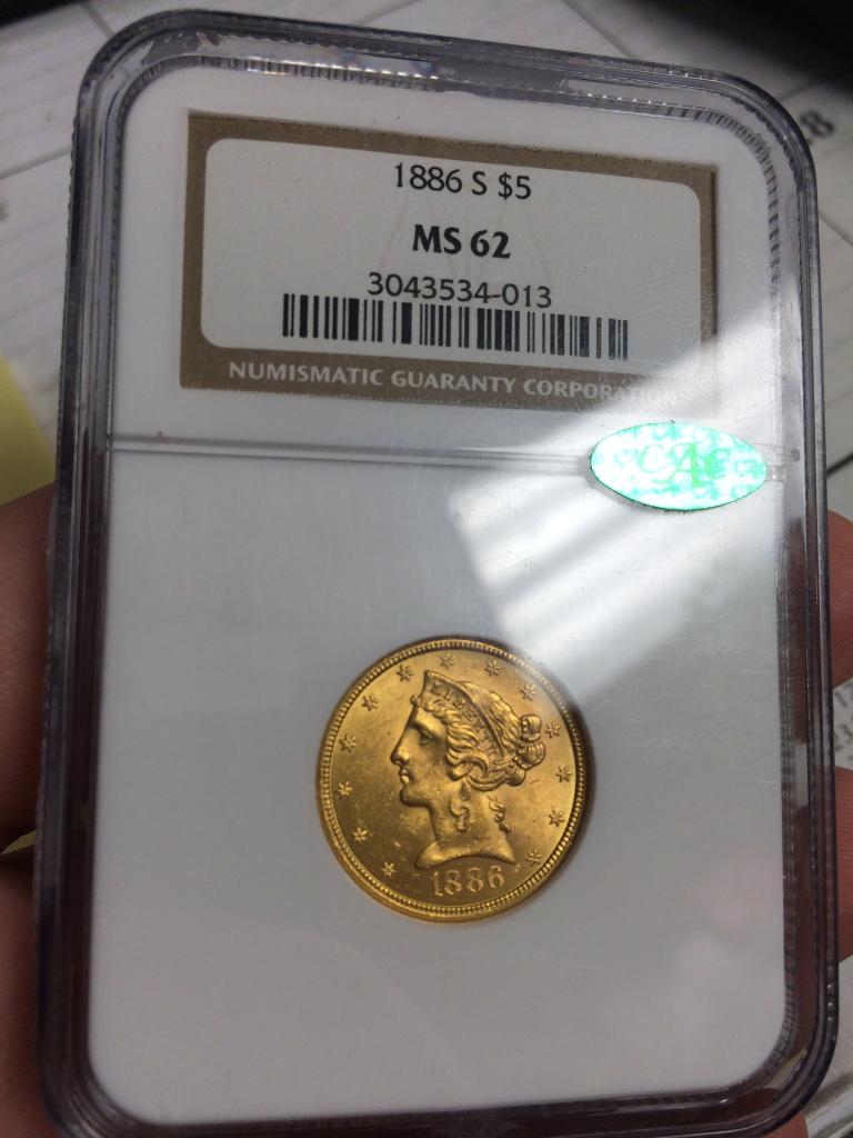 1886 S $5 HALF EAGLE - CORONET, MOTTO NGC MS62 3043534-013 CAC Obv Slab Seller.jpg
