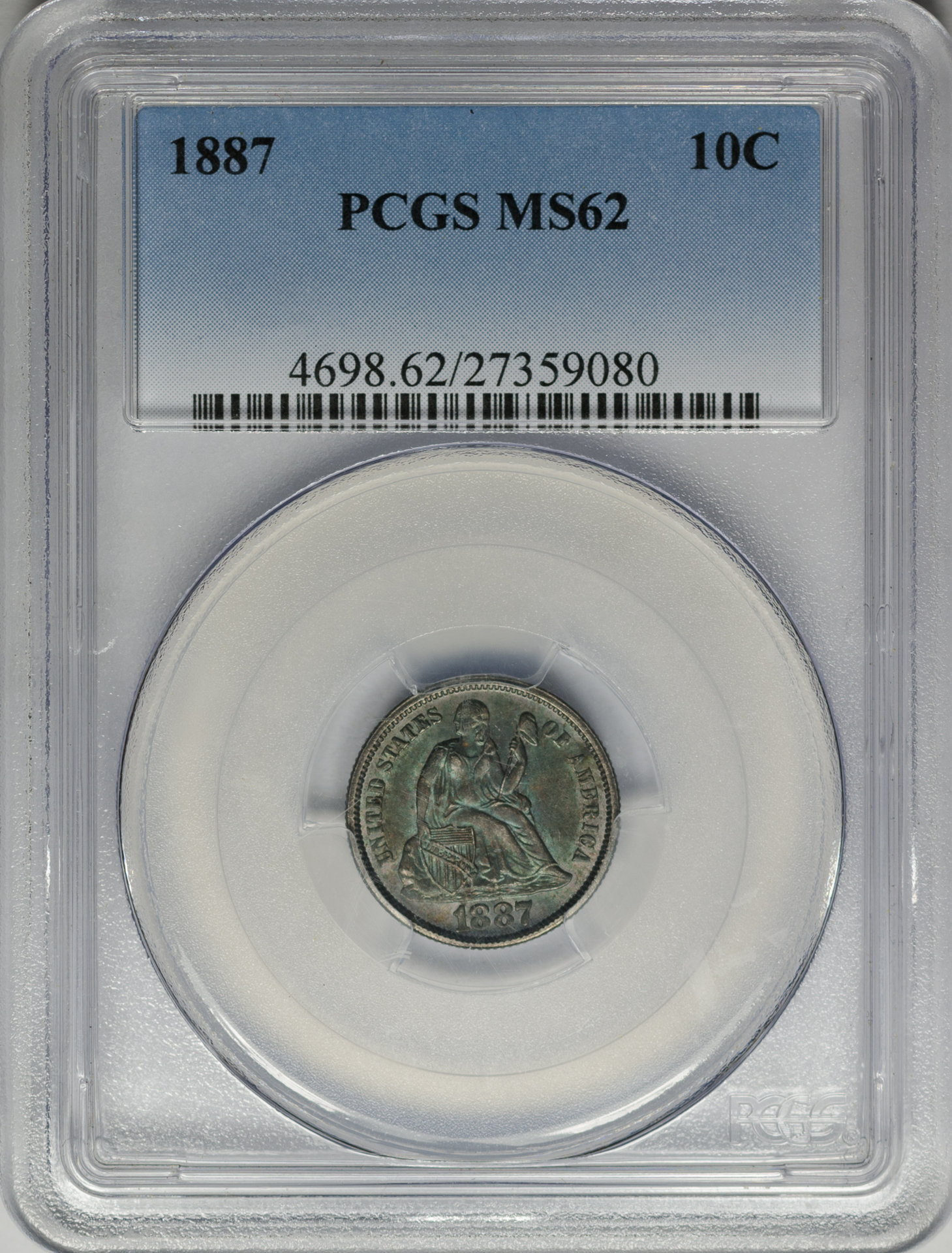 1887 10C MS62 PCGS 27359080 Obv Slab.jpg