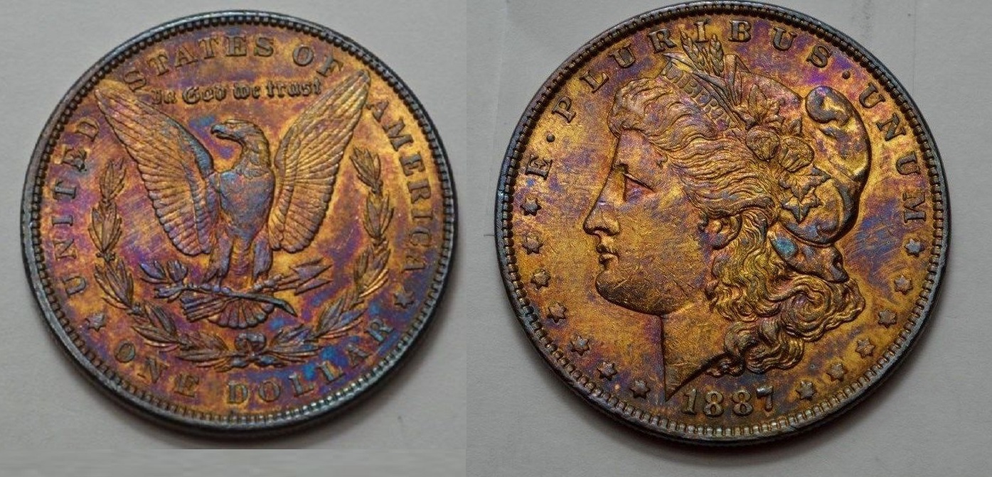 1887-P Morgan Dollar Superb Silver $ Toned $48.00 - $3.50  282999520806 gold-coins (3).jpg