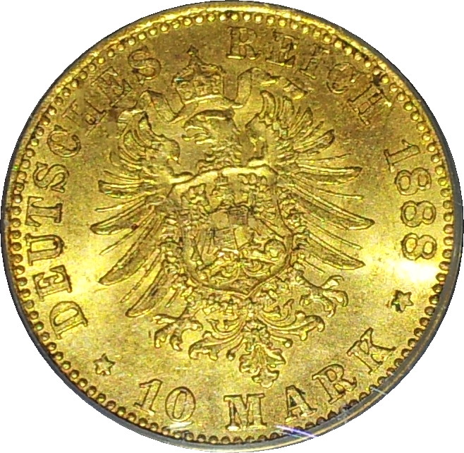 1888 A German States Prussia Ten Mark Rev.JPG