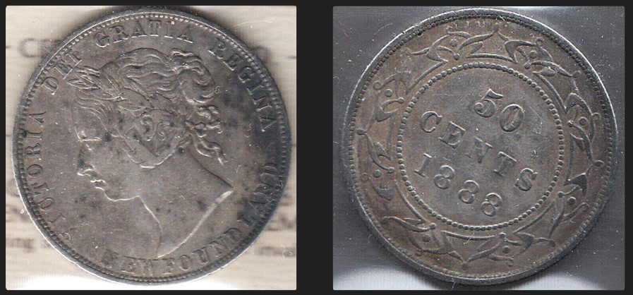 1888 Newfoundland 50C ICCS VF20 both sides.jpg