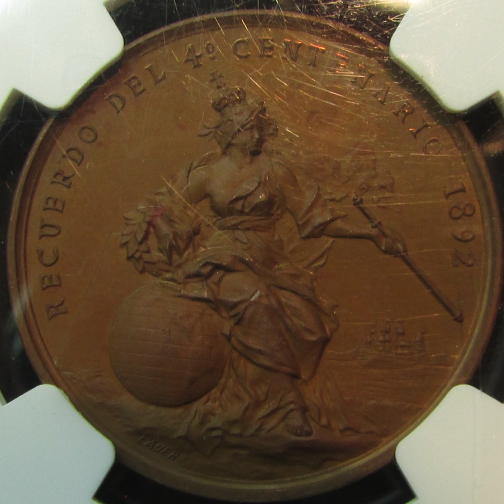 1892 World's Colombian Exposition - Christov Colon Medal (Eglit-224) - reverse.JPG