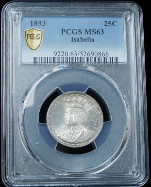 1893 Isabella Commemorative Quarter PCGS MS63 cert 52690866 OBV.JPG