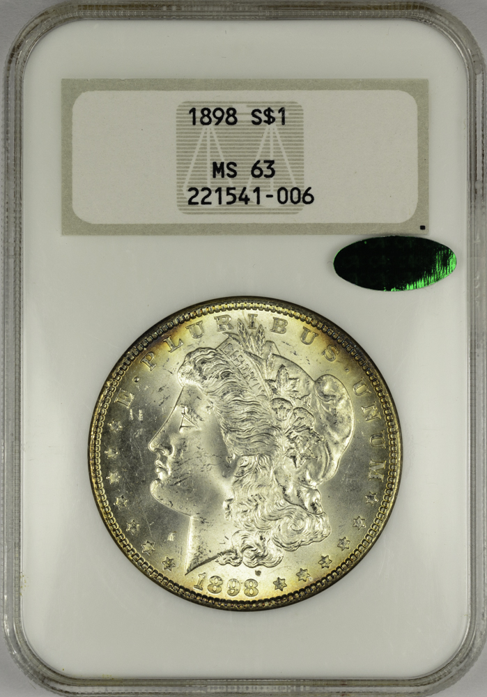 1898 SILVER DOLLAR - MORGAN LIBERTY HEAD NGC MS 63, CAC green! $1 Obv Slab.jpg