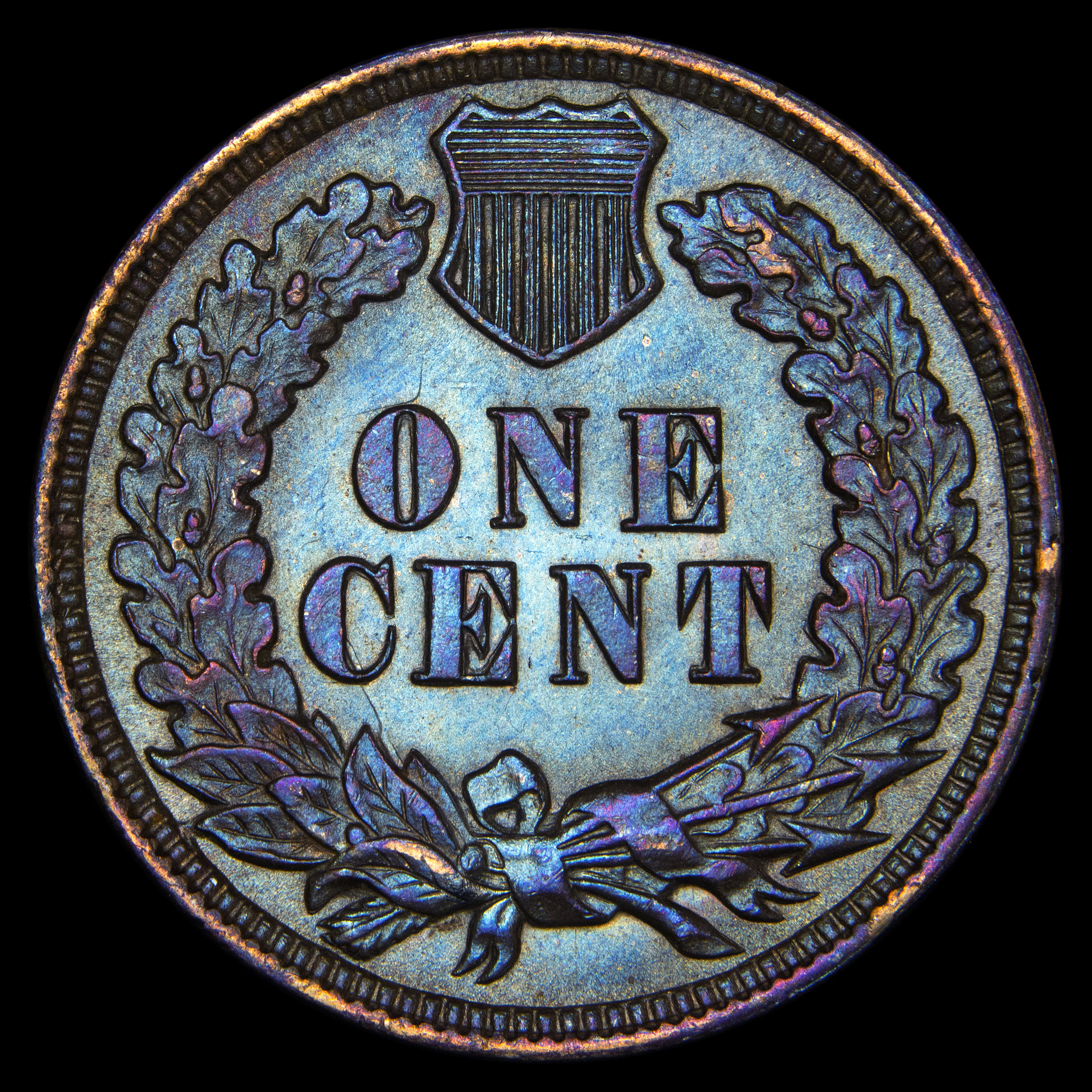 1899 Indian Head Cent Reverse (Iridescent Patina).jpg
