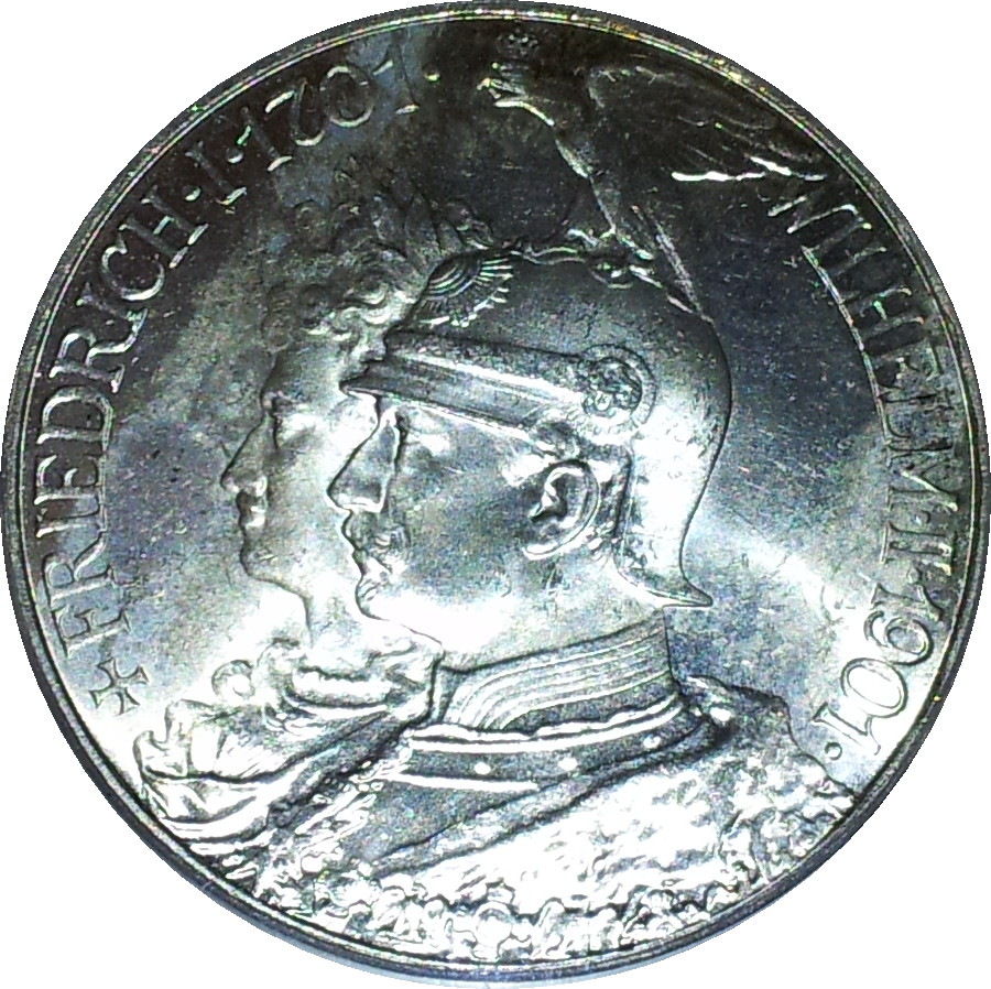 1901 German States Prussia Five Marks MS64 Obv.JPG