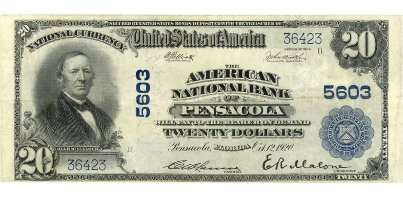 1902 $20 National Bank Note Pensacola Florida Face.jpg