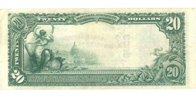 1902 $20 National Bank Note Pensacola Florida Reverse.jpg