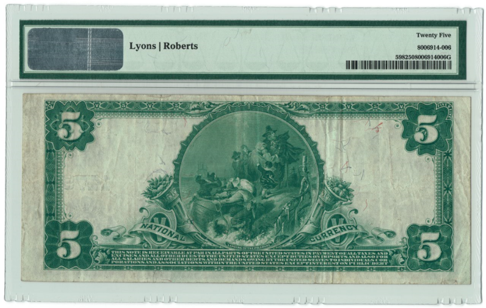 1902 $5 National Bank Note Council Bluffs Iowa Reverse.PNG