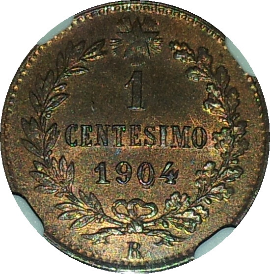 1904 R Italy One Centesimo Doubled 0 Rev MS65RB.JPG