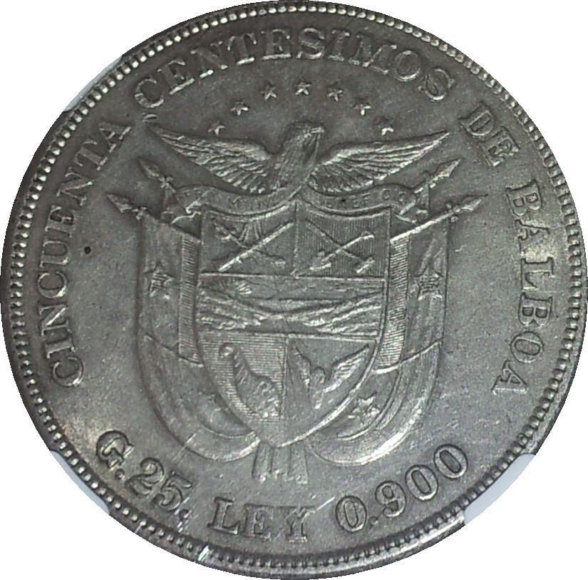 1905 Panama Fifty Centesimos AU55 Rev.JPG