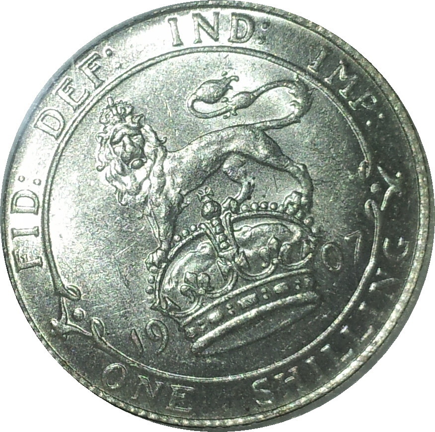 1907 Great Britain One Shilling Rev AU58.JPG