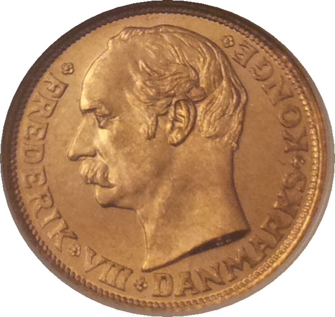 1908 Denmark 10 Kroner MS64 Obv.JPG
