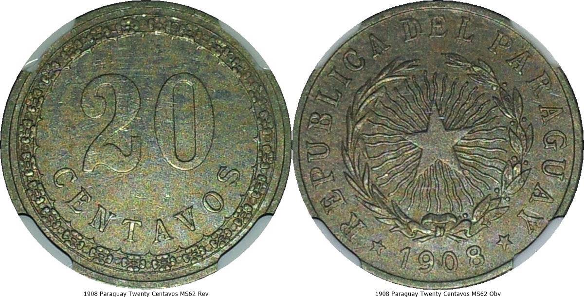 1908 Paraguay Twenty Centavos MS62 -tile.jpg