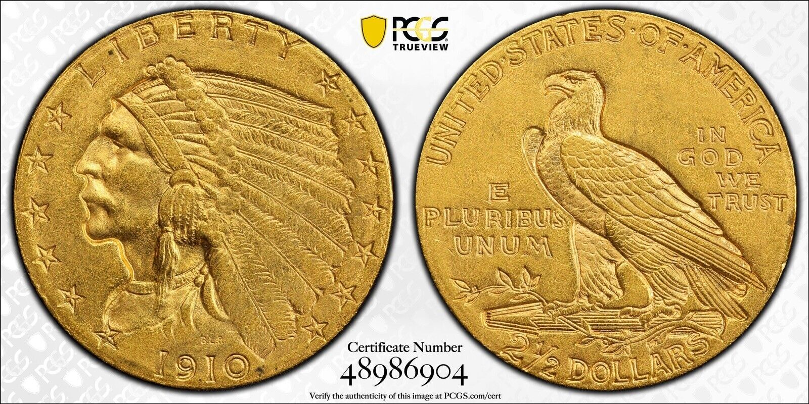 1910 $2.50 Gold Indian Quarter Eagle PCGS AU58 A.jpg