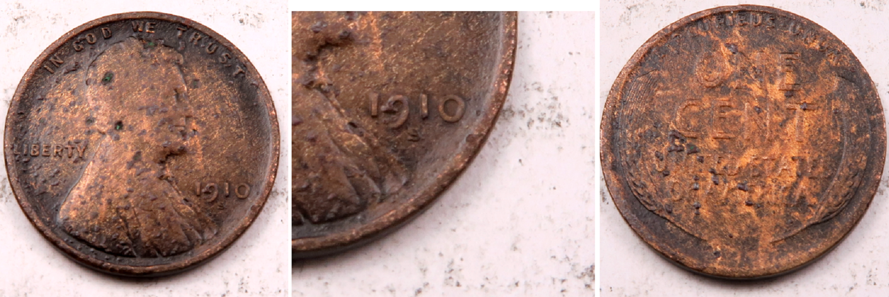 1910-S Lincoln Cent - Au details - (W8086)  $3 + $2.98  303663266106  north-east--auctions +25%.png