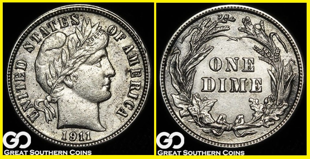 1911 Barber Dime, Sharp Strike  $30. + $3.25  372504131238  greatsoutherncoin o.jpg