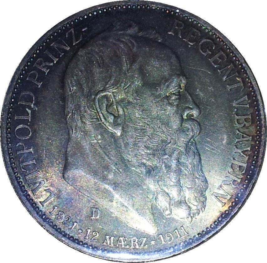 1911 D German States Bavaria Three Mark Obv.JPG