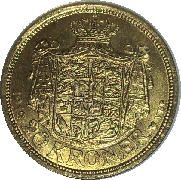 1912 Denmark Twenty Kronor Gold MS65 Rev.JPG
