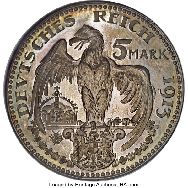 1913 German 5 Mark SIL REV Pattern.jpg