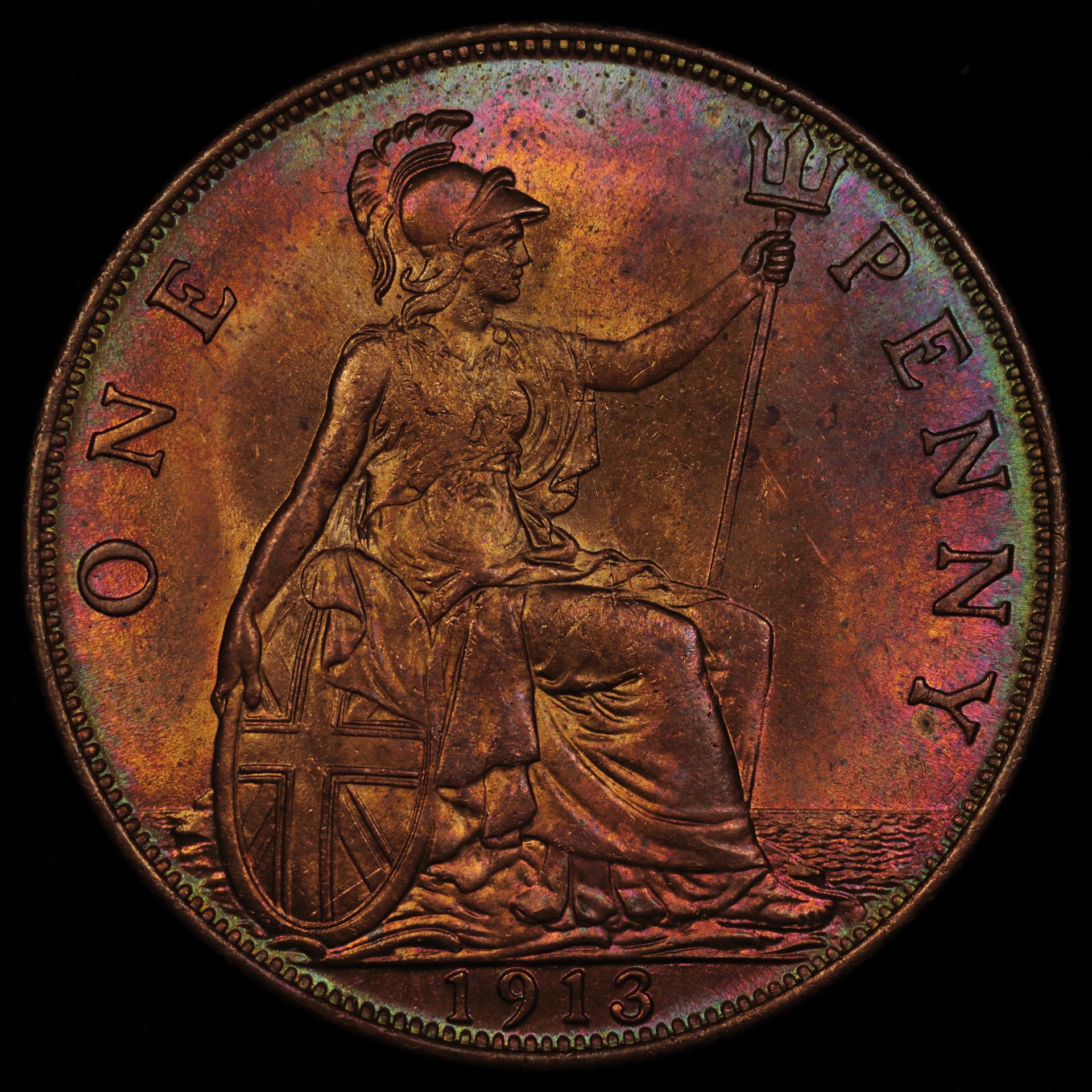 1913 Great Britain Penny MS-65 RB Star 2842306010 Raw Rev..JPG