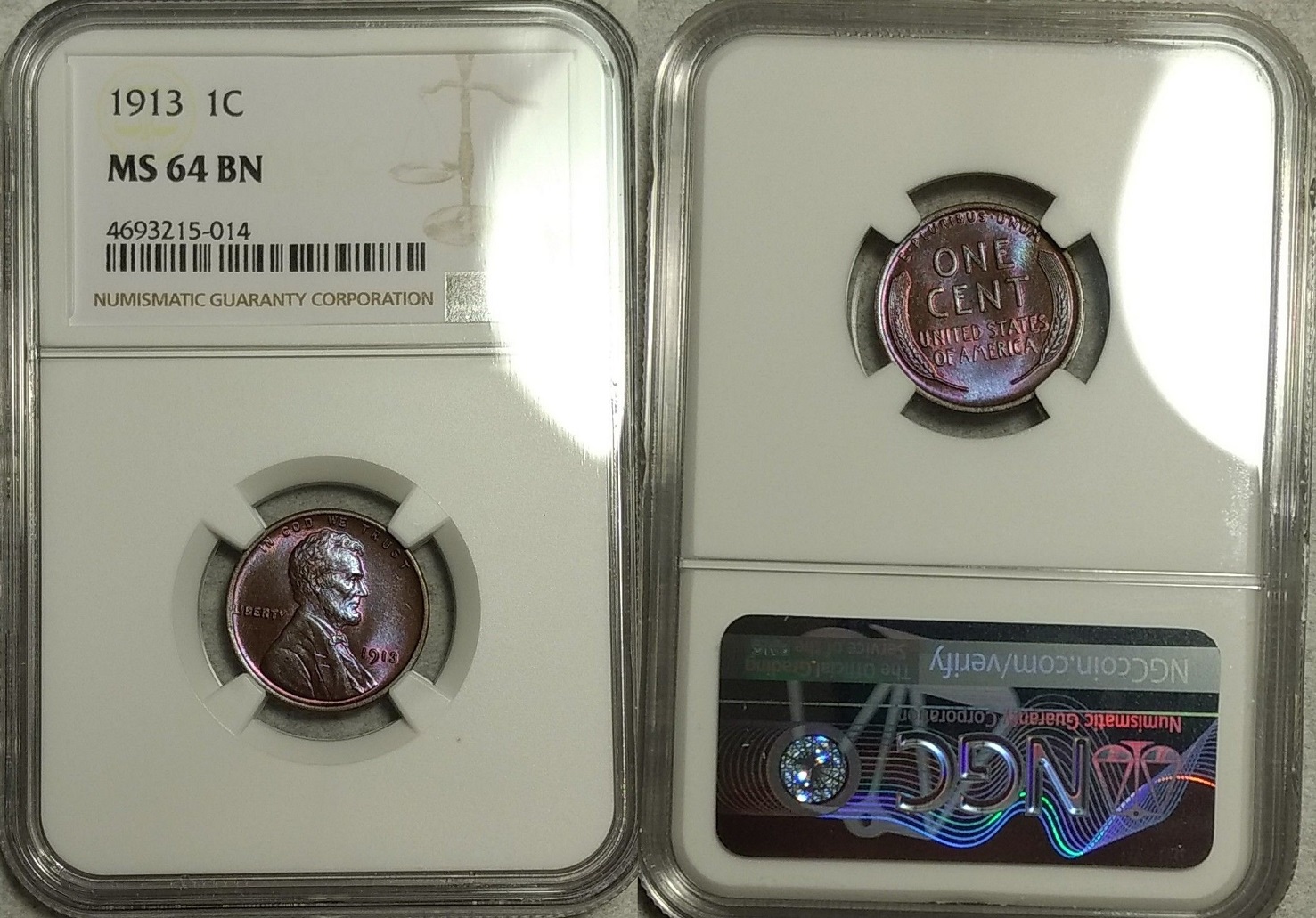 1913 NGC Ms-64 BN 1913-P Lincoln Cent! Gorgeous specimen  mikesmountainvalues 2853  .jpg