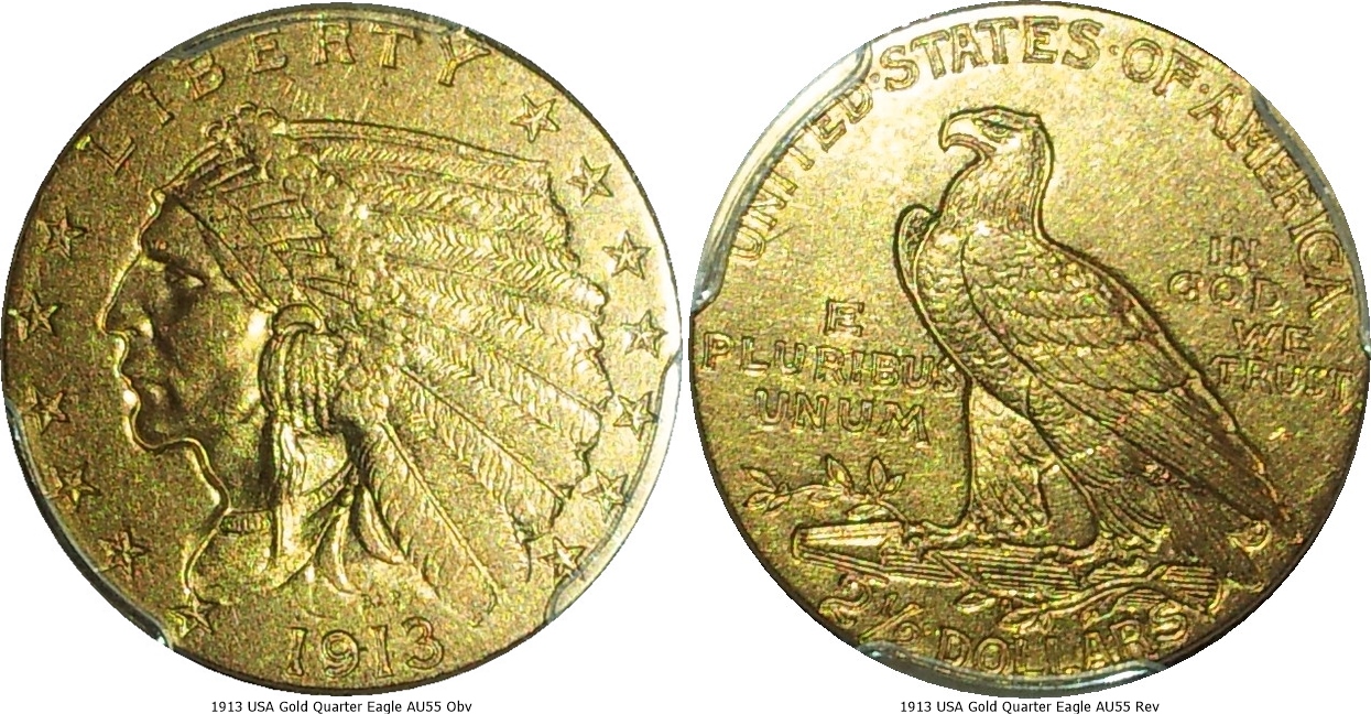 1913 USA Gold Quarter Eagle AU55 -tile.jpg