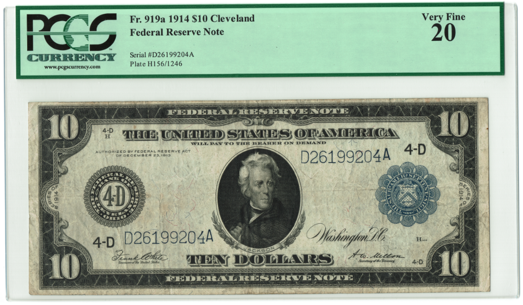 1914 $10 Federal Reserve Note Blue Seal Face.PNG