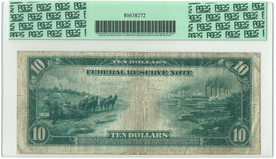 1914 $10 Federal Reserve Note Blue Seal Reverse.PNG