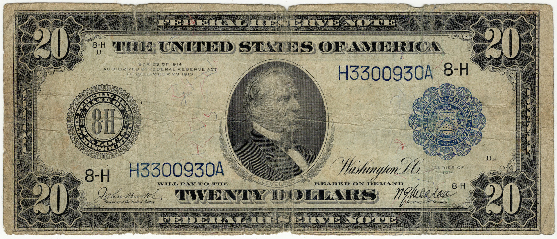 1914 20 Dollar FRN H3300930A - Obverse.JPG