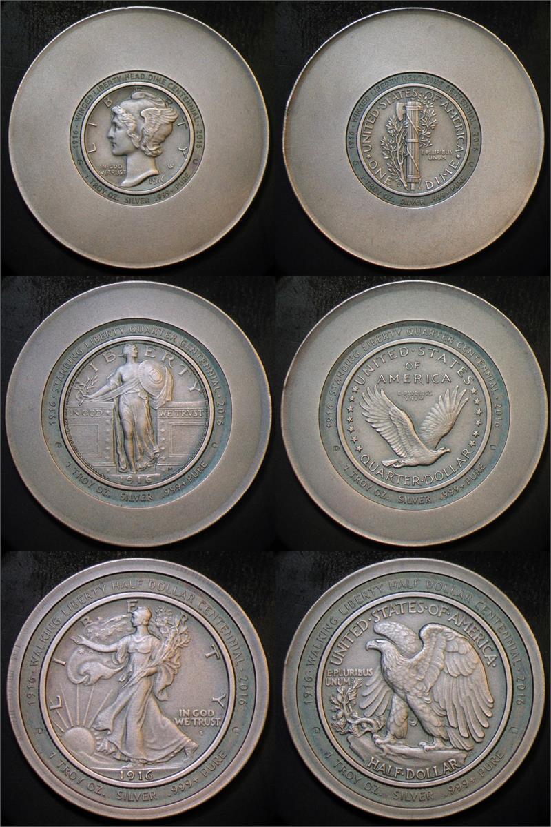 1916 Coins Centennial, SET OF 3, Antiqued with Smooth Edge.jpg