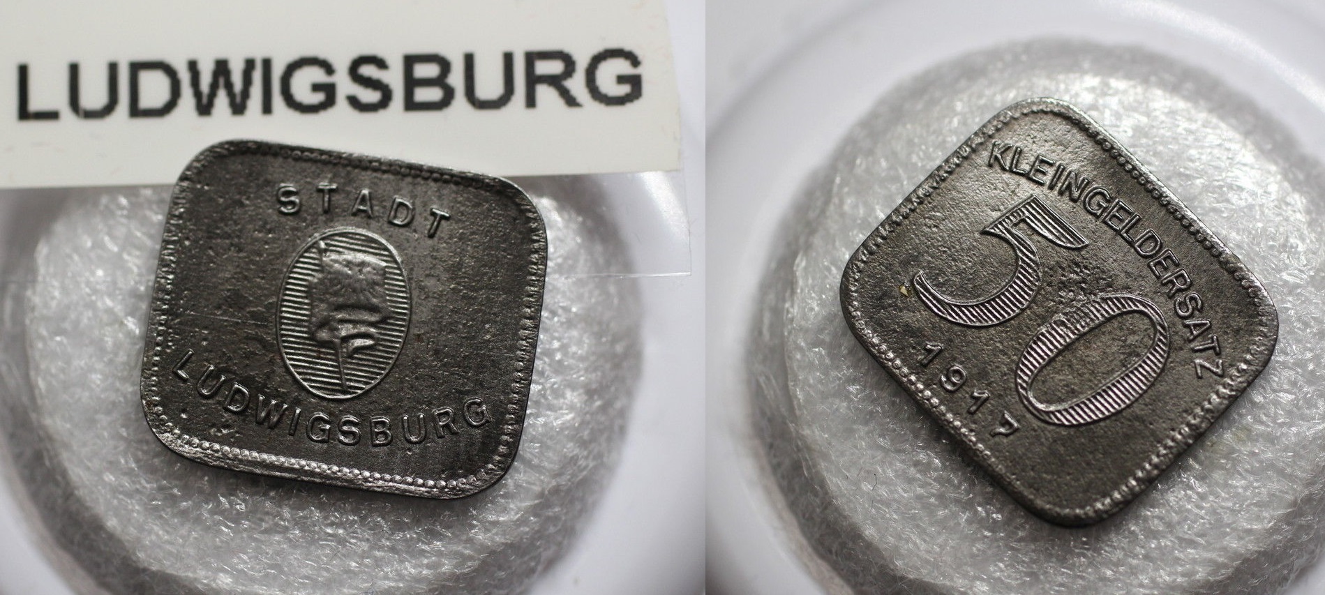 1917 German War Money Token WWI 50 Pfenning Ludwigsburg A83 #3546.jpg