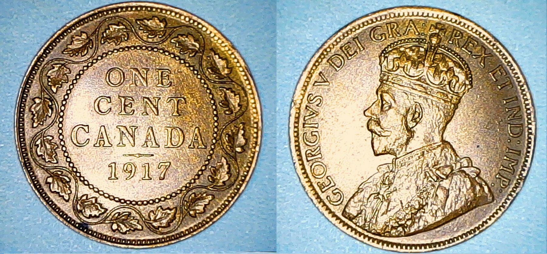 1917- Hi-Grade Canada Lg Cent KM# 21 Mixed Alloy Error King Geo. V.jpg