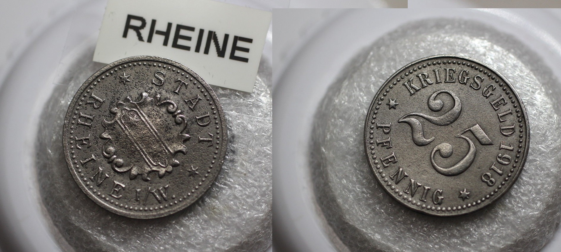 1918 German War Money Token WWI 25 Pfenning Rheine A83.jpg