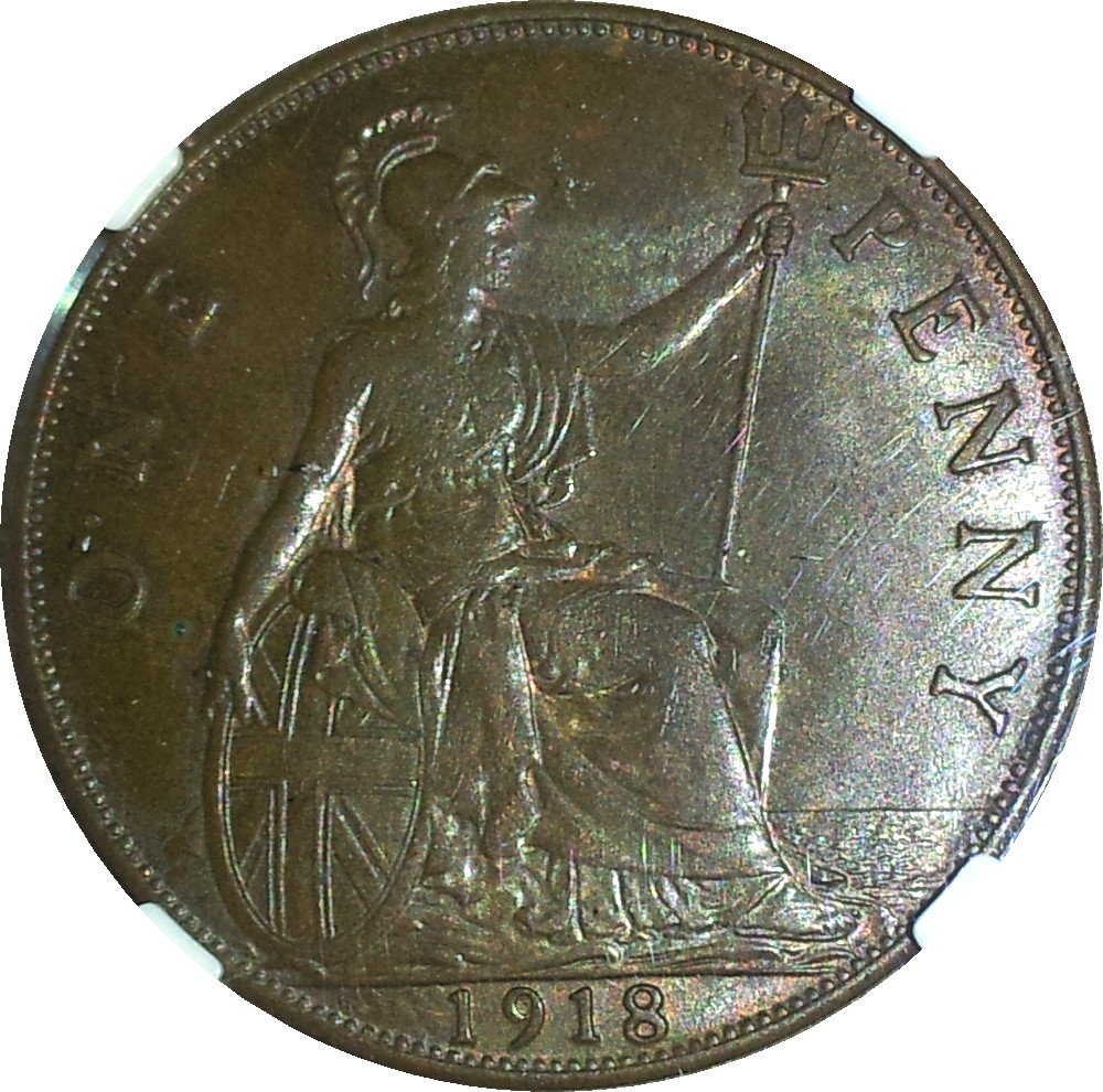 1918 Great Britain One Penny MS60 Rev.JPG