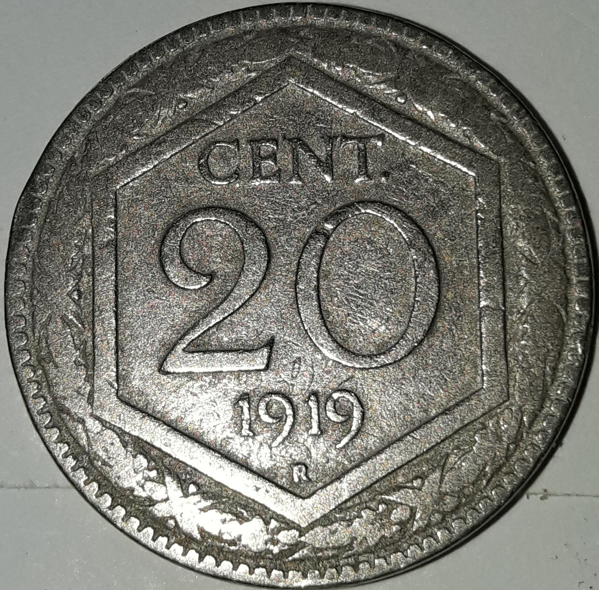 1919 20 cents struck on 1892 20 cents Italy.jpg