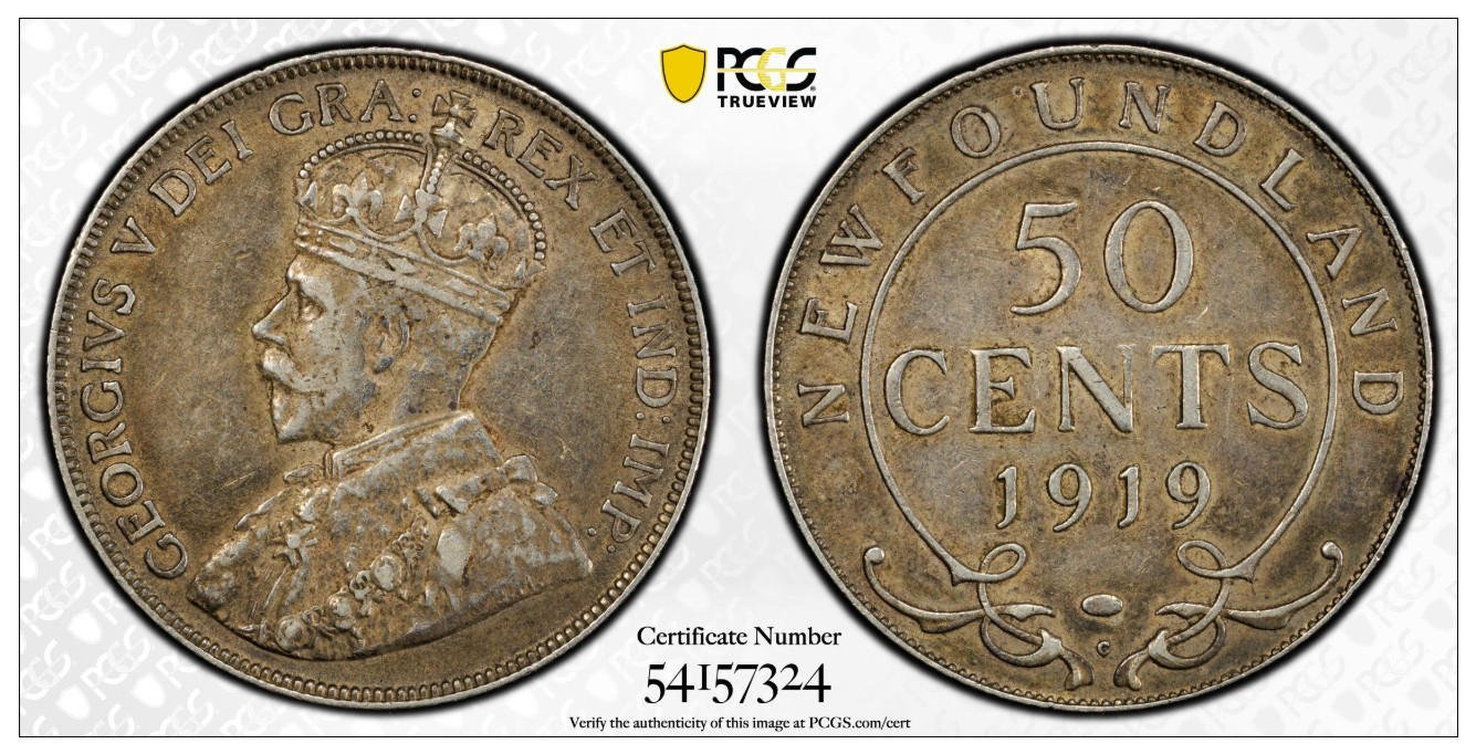 1919-C Newfoundland 50C XF45.jpg