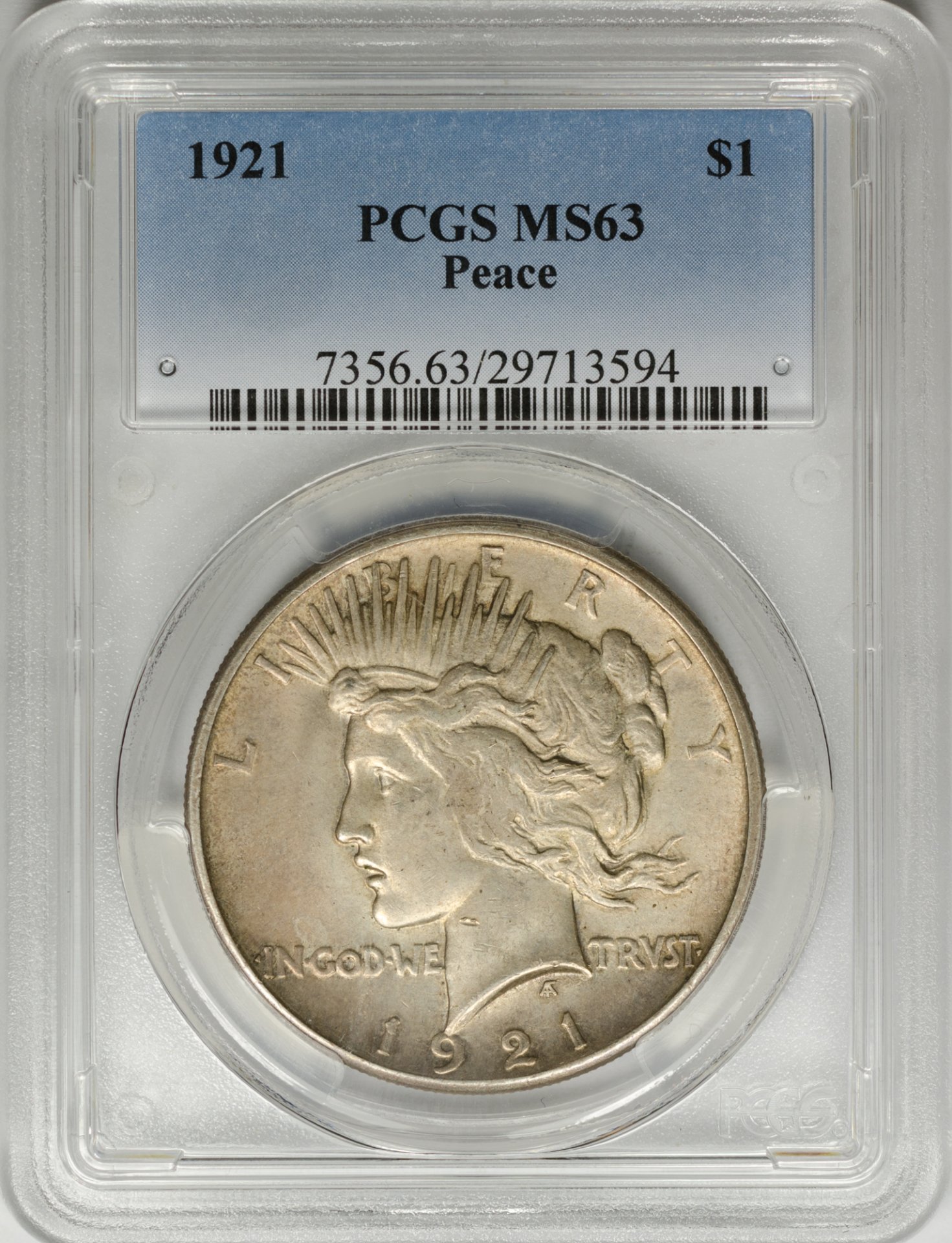 1921 $1 ms63 pcgs peace 29713594 obv slab.jpeg