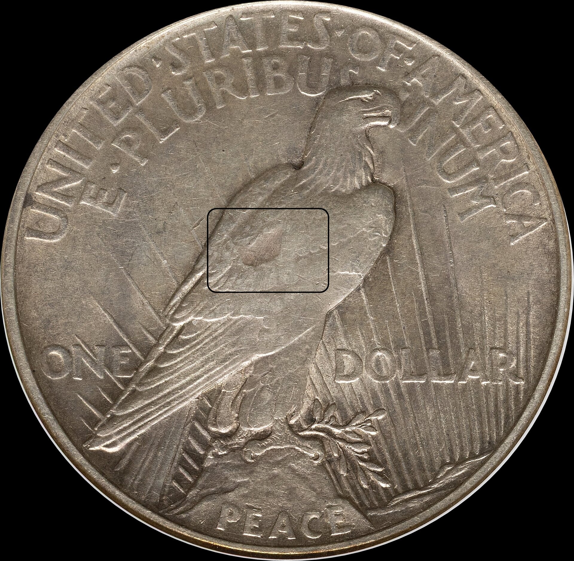 1921 $1  Struck Thru  AU50 ANACS. Old Holder S2axz.jpg