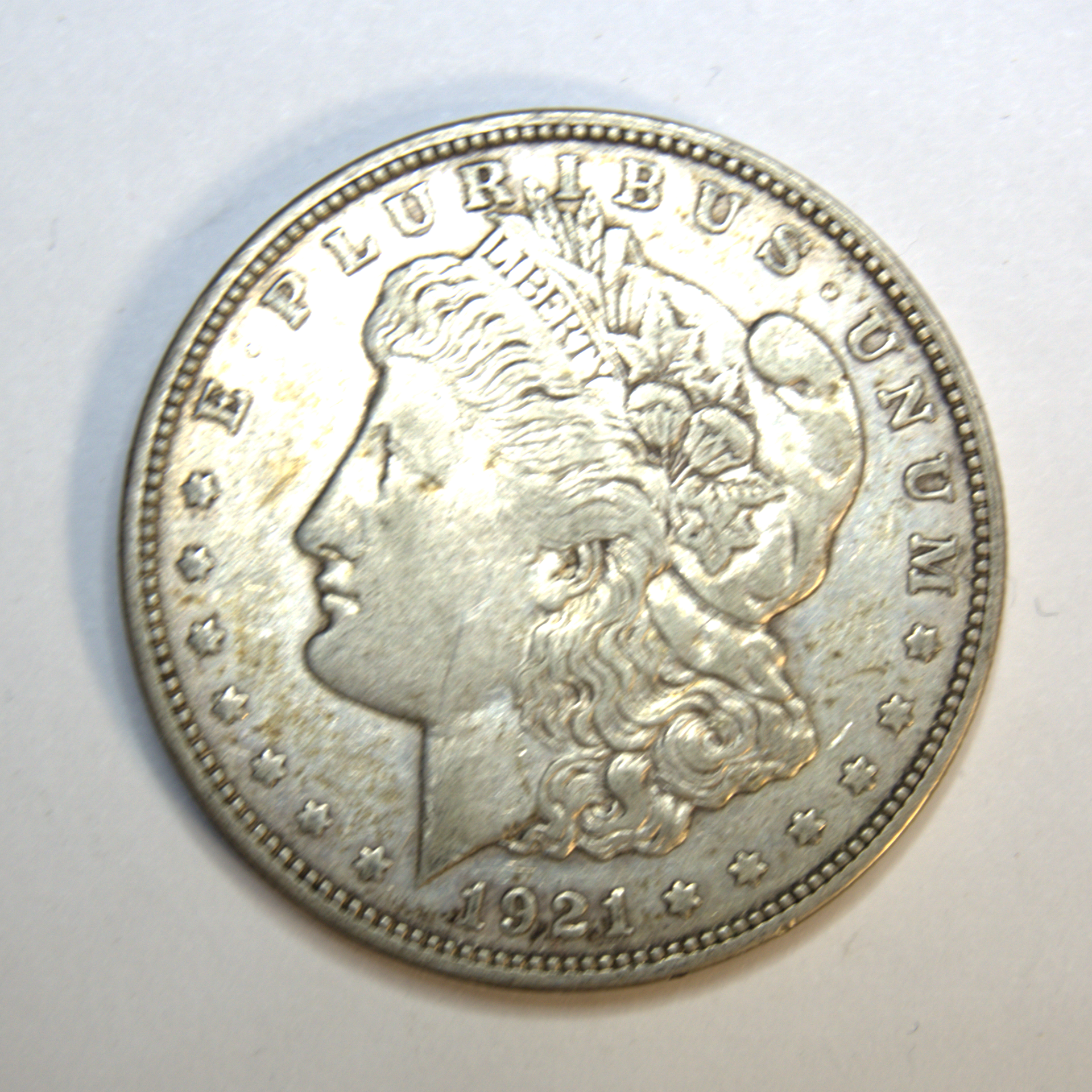 1921-D Morgan Silver Dollar (2-Obverse).png